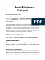 Trastorno Del Cálculo o Discalculia