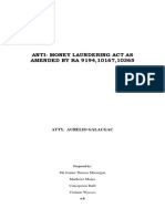 Anti-Money Laundering Act As AMENDED BY RA 9194,10167,10365