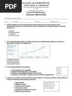 Examen de Ciencias I Biologia Bimestre 4