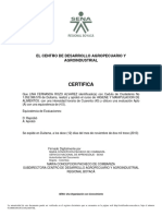 Certificado Nota Higiene y Manipulacion de Alimentos