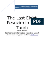 The Last Eight Pesukim in The Torah: For Technical Information Regarding Use of This Document, Press CTRL and