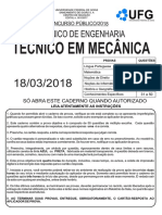 2018 UFG-SANEAGO Engenharia Técnico Mecanico PROVA