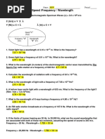 Wavelength Frequency and Enegy Problems KEY PDF