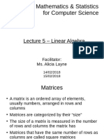 CSE1202 Mathematics & Statistics For Computer Science: Lecture 5 - Linear Algebra