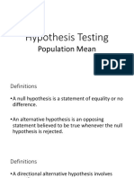 Hypothesis Testing Mean