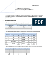 Temperature PH and Salinity As Limiting Factors Affecting Range of Tolerance