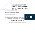 Analisis de La Jurisdicción Indigena Originaria Campesina Conforme A La Constitución Politica Del Es