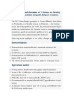 The Budget Broadly Focussed On 10 Themes Viz. Farming Sector, Rural Population, The Youth, The Poor To Name A Few