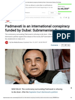 Padmavati Is An International Conspiracy Funded by Dubai - Subramanian Swamy - Zee News