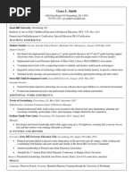 Grace Smith Resume Without References