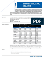 Stainless 316, 316L, 317, 317L: Element Percent by Weight Maximum Unless Range Is Specified 316 316L 317 317L