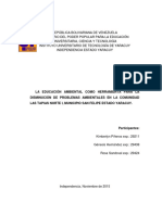 Educación Ambiental Como Herramienta para La Disminución de Problemas Ambientales en La Comunidad Las Tapias Norte I, Municipio San Felipe Estado Yaracuy.