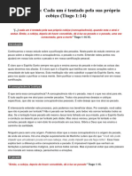 A Purificação Cada Um É Tentado Pela Própria Cobiça Tiago 1.14