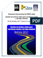 26146, Seminario Internacional Segundo Anuncio Comites Tecnicos D1 D4 Gestion Activos Viales para Carreteras Rurales Bajo Volumen Mayo 2017 Bolivia