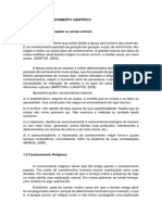 Tipos de Conhecimento Científico + Questionário