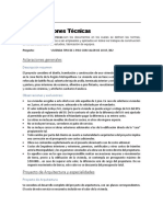 Especificaciones Técnicas Costos