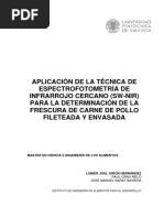 Aplicación de La Técnica de Espectrofotometría de Infrarrojo Cercano (Sw-Nir) para La Determinación de La Frescura de Carne de Pollo Fileteada y Envasada