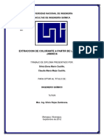 Extraccion de Colorante A Partir de La Flor de Jamaica: Universidad Nacional de Ingeniería Facultad de Ingeniería Química