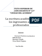 La Escritura Académica de Los Ingresantes A Los Profesorados