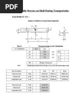 Saddle Stresses On Shell During Transportation: Equipment No