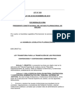 Ley #620 para La Tramitación de Los Procesos Contencioso y Contencios Administrativo