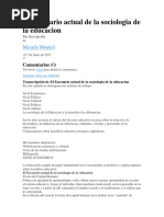 El Escenario Actual de La Sociologia de La Educacion