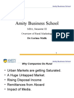 Amity Business School: MBA, Semester III Overview of Rural Marketing