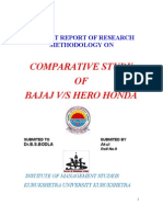 Comparative Study OF Bajaj V/S Hero Honda: Project Report of Research Methodology On