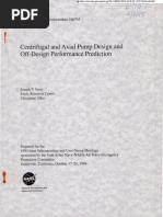 Centrifuga and Axial Pump Design and Off-Design Performance Prediction