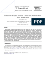 Evaluation of Digital Libraries Criteria and Problems From Users Perspectives 2006 Library Information Science Research