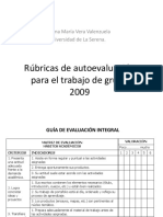 Rúbricas de Autoevaluación en BLANCO