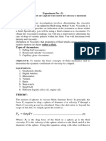 Experiment No. (2) : Determination of Liquid Viscosity by Stock'S Method