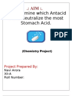 Chemistry Project On Study of Antacids For Class 12 CBSE