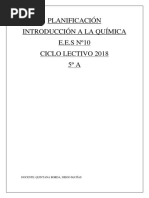 Planificacion Introduccion A La Quimica 5a Ees n10 Baradero