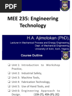 Mee 235: Engineering Technology: H.A. Ajimotokan (PHD)