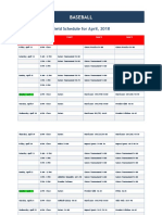 Baseball: Field Schedule For April, 2018