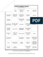 Synod Assembly Bingo Card 2018