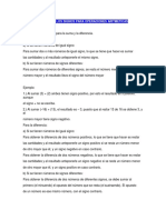 Reglas de Los Signos para Operaciones Aritméticas