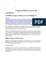 The Different Types of Paid Leaves in The Philippines