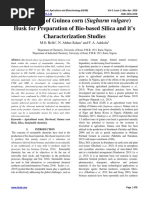 Utilization of Guinea Corn (Sughurm Vulgare) Husk For Preparation of Bio-Based Silica and It's Characterization Studies