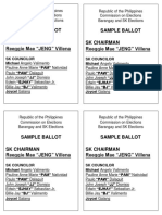 Sample Ballot SK Chairman Reeggie Mae "JENG" Villena Sample Ballot SK Chairman Reeggie Mae "JENG" Villena