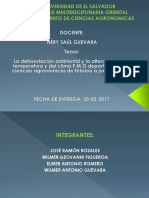 La Deforestación Ambiental y La Alteración de La Temperatura y Del Clima F.M.O Departamento de Ciencias Agronómicas de Febrero A Junio Del 2017