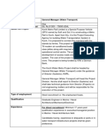 Name of The Post General Manager (Water Transport) Total No. of Post Grade Attached To The Post About The Project