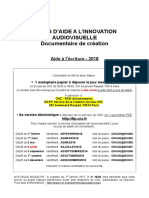 Brochure 2018 - Documentaire - Fonds D'aide À L'innovation Audiovisuelle (Aide À L'écriture)