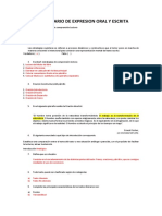 Cuestionario de Expresion Oral y Escrita