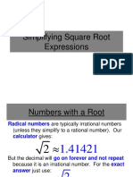 Simplifying Square Roots