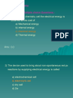 Electro Chemistry: Multiple Choice Questions