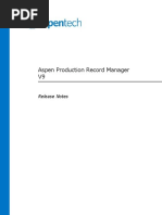 Aspen Production Record Manager V9: Release Notes