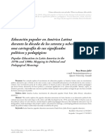 Educación Popular en América Latina Durante La Década de Los Setenta y Ochenta: Una Cartografía de Sus Significados Políticos y Pedagógicos