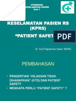 Keselamatan Pasien Rs (KPRS) "Patient Safety ": Dr. Yuli Prapancha Satar, MARS